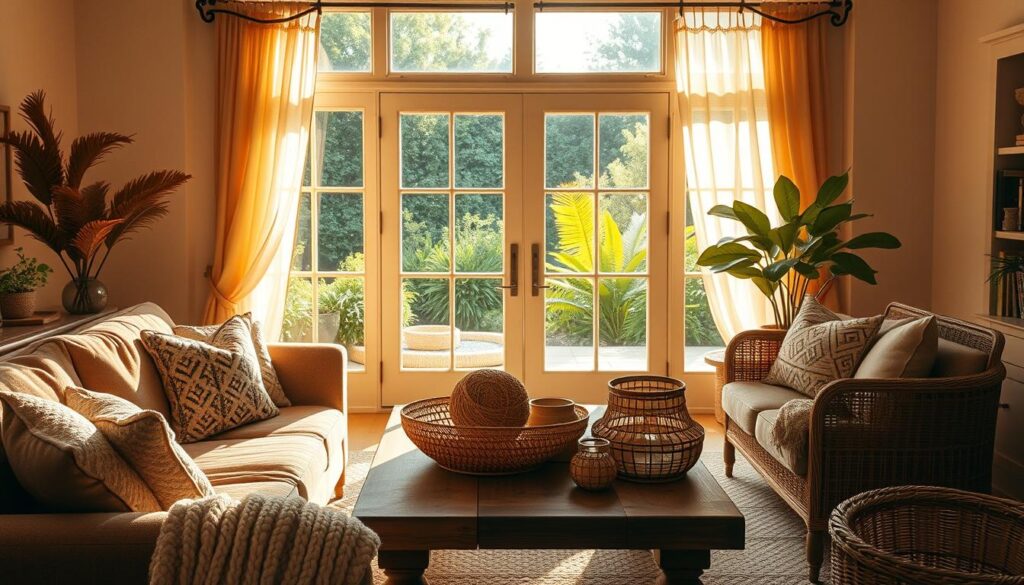 cozy textiles in bungalow living room