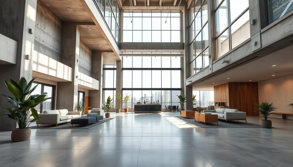 modern concrete design in commercial spaces